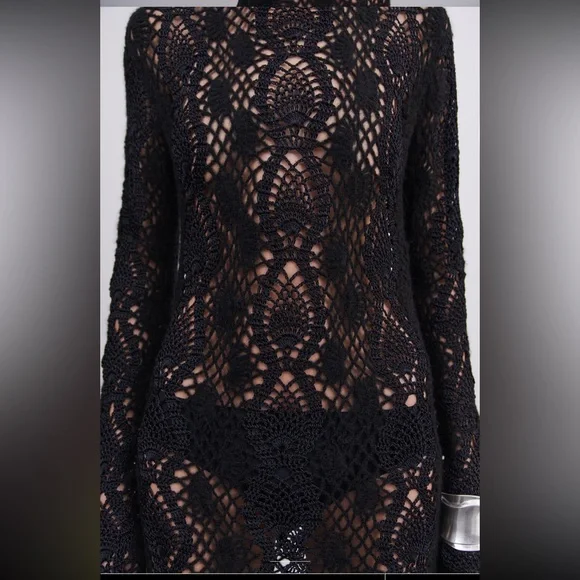 Zara long crocheted dress limited edition hand knit - Picture 7 of 13